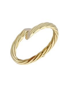 Pre-Owned 9ct Yellow Gold Hinged Chunky Hollow Twist Bangle