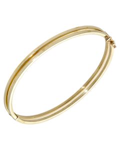 Pre-Owned 9ct Yellow Gold Hinged Hollow Double Row Bangle