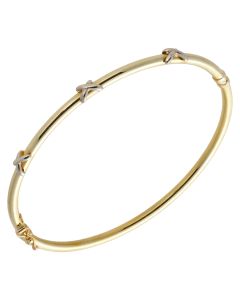 Pre-Owned 9ct Yellow & White Gold Hollow Kisses Bangle