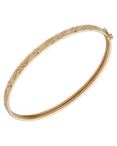 Pre-Owned 9ct Yellow Gold Scroll Patterned Hollow Flexi Bangle
