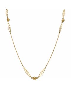 Pre-Owned 18ct Yellow Gold 32 Inch Filigree Bead Necklace