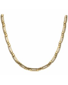 Pre-Owned 9ct Yellow Gold 16 Inch Fancy Wave Bar Link Necklet