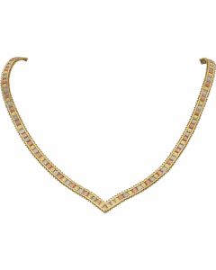 Pre-Owned 9ct Yellow Rose & White Gold Wishbone Necklet