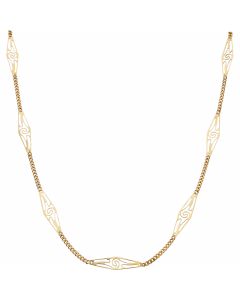 Pre-Owned 9ct Gold 27 Inch Filigree & Curb Link Chain Necklace