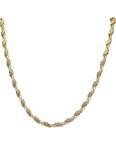 Pre-Owned 9ct Yellow Gold 17 Inch Diamond Set Wave Necklet