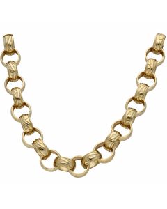 Pre-Owned 9ct Gold Heavy Pattern & Plain Belcher Chain Necklace