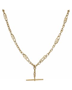 Pre-Owned 9ct Gold T-Bar Pendant & Fancy Twist Chain Necklace