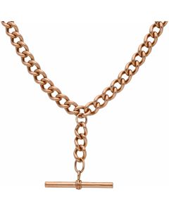 Pre-Owned 9ct Rose Gold T-Bar Pendant & Albert Chain Necklace