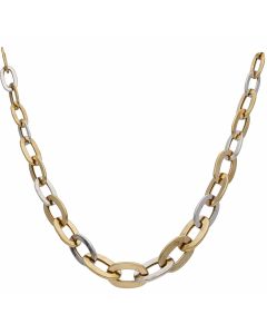 Pre-Owned 9ct Yellow & White Gold Hollow Flat Paperlink Necklet