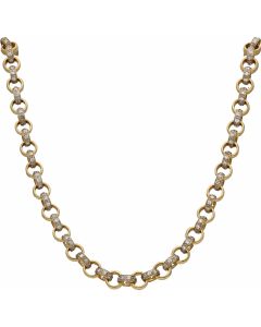 Pre-Owned 9ct Gold 22 Inch Cubic Zirconia Belcher Chain Necklace