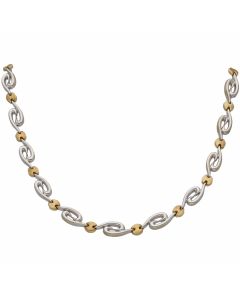 Pre-Owned 9ct Yellow & White Gold 16 Inch Wave Necklet