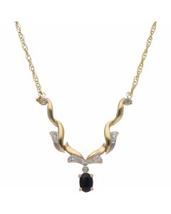 Pre-Owned 9ct Gold 18 Inch Sapphire & Diamond Necklet