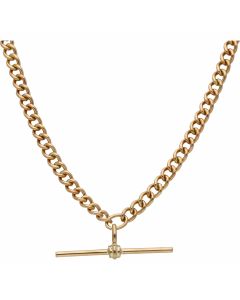 Pre-Owned 9ct Gold T-Bar Pendant Albert Link Chain Necklace