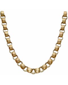 Pre-Owned 9ct Gold 31" Pattern & Plain Belcher Chain Necklace