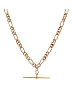 Pre-Owned 9ct Yellow Gold 18 Inch Figaro Link T-Bar Necklace