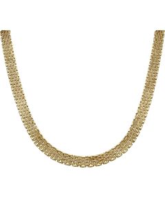 Pre-Owned 9ct Yellow Gold 18 Inch Patterned Brick Link Necklet
