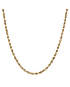 Pre-Owned 9ct Yellow Gold Diamond-Cut Solid Rope Chain Necklace