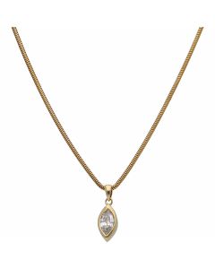 Pre-Owned 9ct Gold Cubic Zirconia Pendant & Chain Necklace
