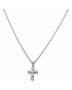Pre-Owned 9ct White Gold 0.10ct Diamond Cross Pendant Necklace