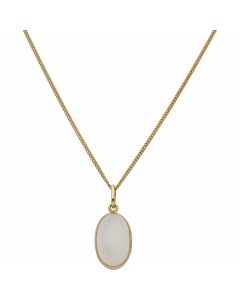 Pre-Owned 9ct Gold Oval Gemstone Pendant & Curb Chain Necklace