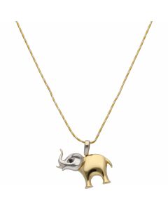Pre-Owned 14ct Yellow & White Gold 19 Inch Elephant Necklace