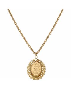 Pre-Owned 9ct Gold Filigree Edge Locket Pendant & Chain Necklace
