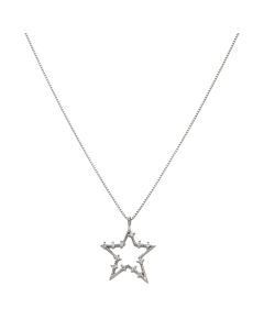 Pre-Owned 18ct White Gold Cubic Zirconia Star Pendant Necklace