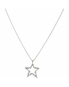 Pre-Owned 18ct White Gold Cubic Zirconia Star Pendant Necklace