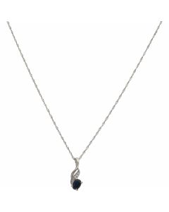 Pre-Owned 9ct White Gold Sapphire & Diamond Wave Necklace