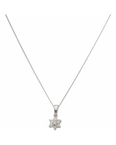 Pre-Owned 9ct White Gold 0.25 Carat Diamond Cluster Necklace