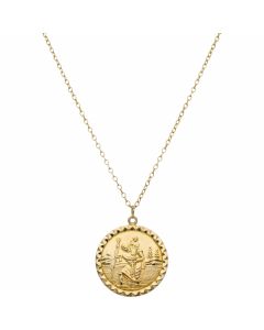 Pre-Owned 9ct Gold St.Christopher Pendant & Chain Necklace