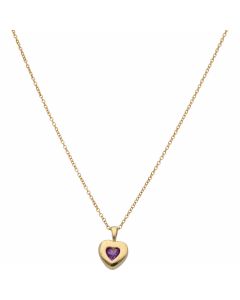 Pre-Owned 9ct Gold Amethyst Heart Pendant & Chain Necklace