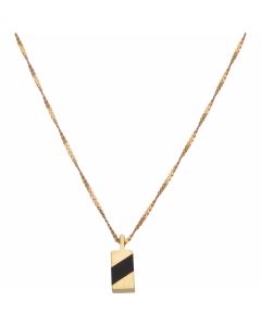 Pre-Owned 9ct Gold Onyx Set Bar Pendant & Chain Neclace