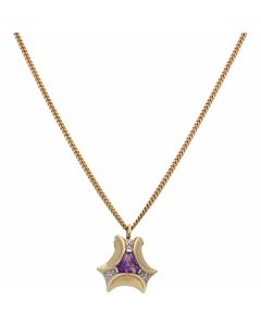 Pre-Owned 9ct Yellow Gold Amethyst Pendant & Chain Necklace