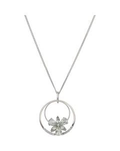 Pre-Owned 18ct White Gold Gemstone Flower Cluster Necklace