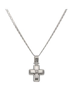 Pre-Owned 18ct White Gold Diamond Set Cross Pendant Necklace