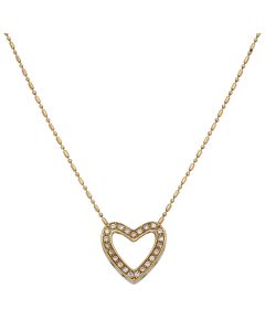 Pre-Owned 9ct Yellow Gold Cubic Zirconia Heart Pendant Necklace