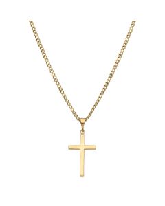 Pre-Owned 9ct Yellow Gold Cross Pendant & Curb Chain Necklace