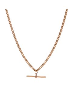 Pre-Owned 9ct Rose Gold Curb Chain & T-Bar Pendant Necklace