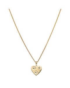 Pre-Owned 9ct Gold Diamond Set Paw Print Heart Pendant Necklace