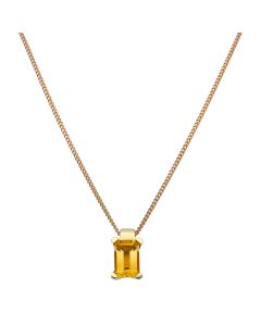 Pre-Owned 9ct Yellow Gold Citrine Pendant & Chain Necklace