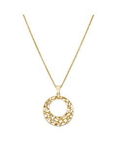 Pre-Owned 9ct Yellow Gold Cutout Circle Pendant & Chain Necklace