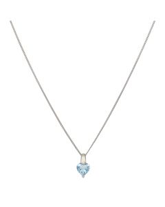 Pre-Owned 9ct White Gold Blue Topaz Pendant Necklace