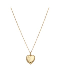 Pre-Owned 9ct Gold Patterned Heart Locket & Chain Necklace