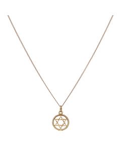 Pre-Owned 9ct Yellow Gold Star Of David Pendant & Chain Necklace