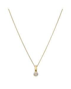Pre-Owned 18ct Gold 0.07ct Diamond Solitaire Pendant Necklace