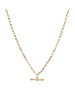 Pre-Owned 9ct Gold 18 Inch Hollow Curb Link T-Bar Necklace