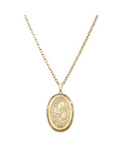 Pre-Owned 9ct Gold Patterned Locket Pendant & Chain Necklace