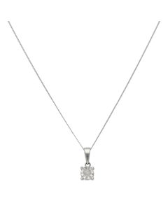 Pre-Owned 9ct White Gold Illusion Set Diamond Solitaire Necklace