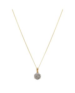 Pre-Owned 9ct Gold 0.25ct Diamond Cluster Pendant Necklace
